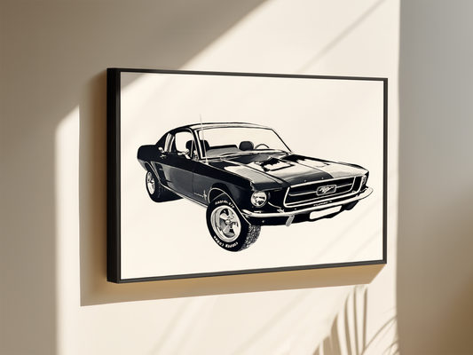 "'67 Black Mustang" Print
