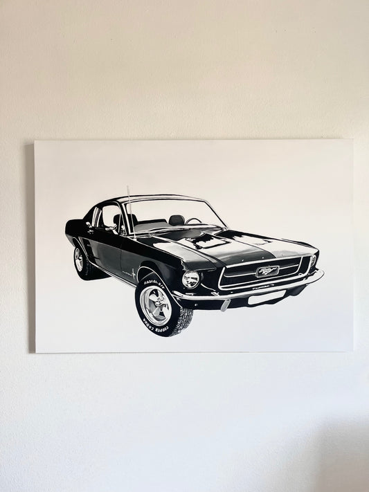 "67' Black Mustang" Original Painting